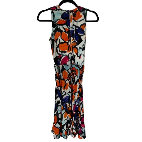 Lauren Ralph Lauren Dress Size 2 Colorful Bold Floral Print Tie Waist Jersey - Picture 5 of 12